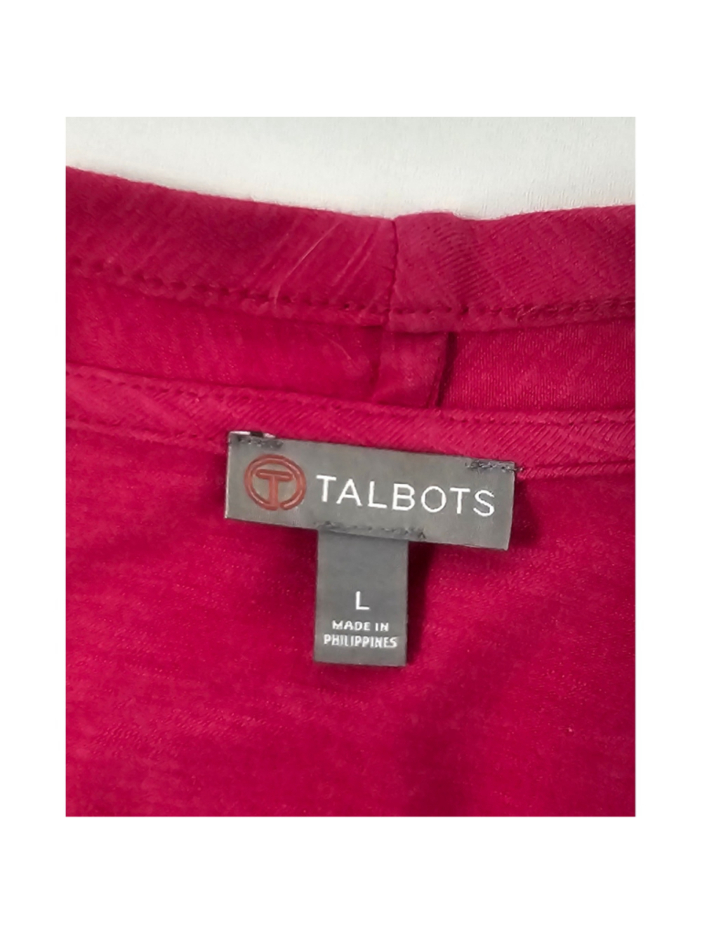 Talbots Hot Pink Open Front Cardigan Roll Tab Sleeve Lightweight sz L career EUC - Picture 5 of 8